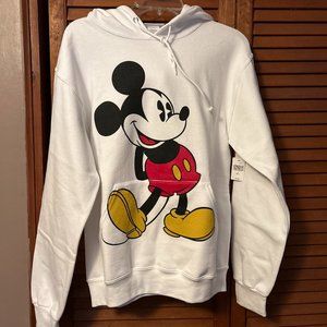 Disney Mickey Mouse White Hooded Sweatshirt **MENS SMALL / NWT**